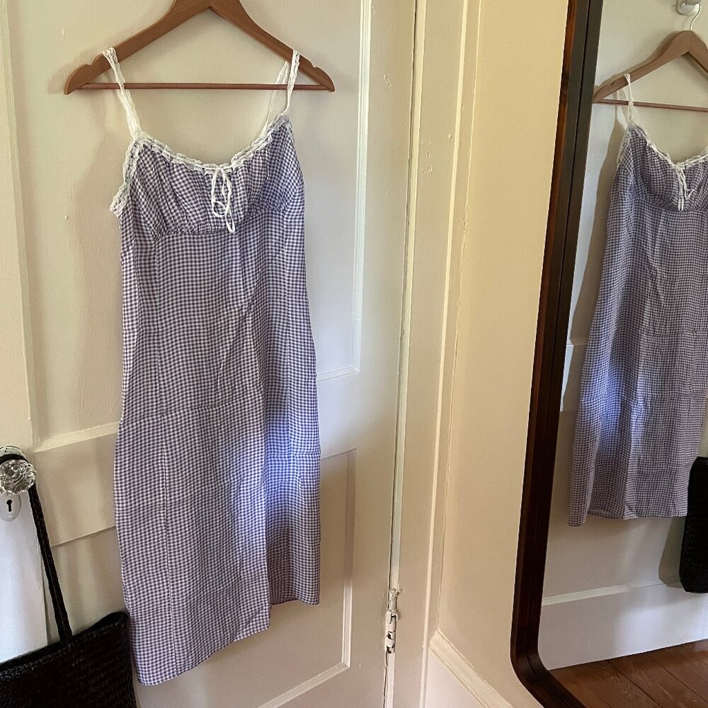 Rouje Purple Gingham Ivona Dress FR36
